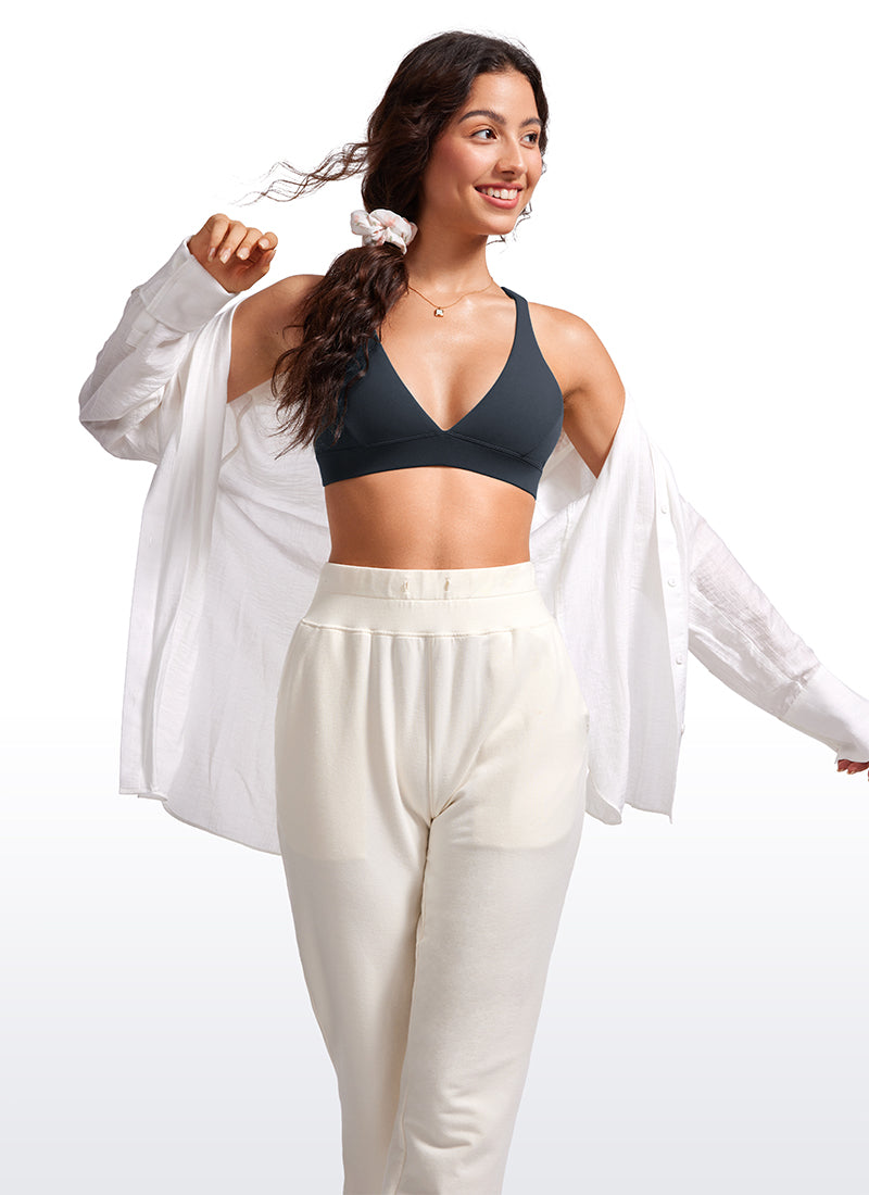 CRZ YOGA Sujetador Criss Cross con Tirantes Finos y Cuello en V Profundo True Navy
