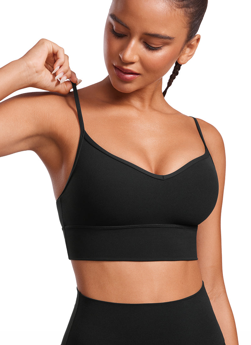 CRZ YOGA Mujer Sujetador Deportivo Butterluxe con Cuello en V Negro