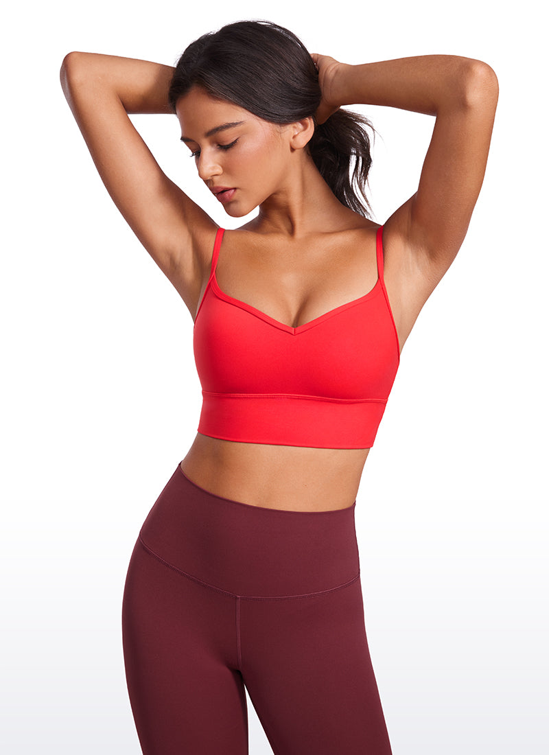 CRZ YOGA Mujer Sujetador Deportivo Butterluxe con Cuello en V Rojo Profundo