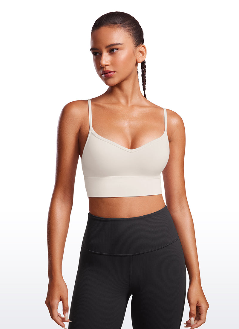CRZ YOGA Mujer Sujetador Deportivo Butterluxe con Cuello en V Blanca Lechosa