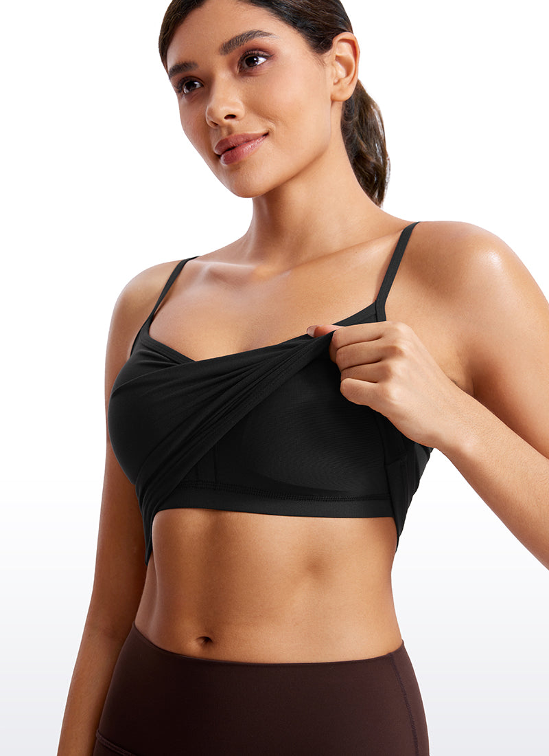 CRZ YOGA Butterluxe Mujer Sujetador Deportivo Yoga con Escote en V Negro