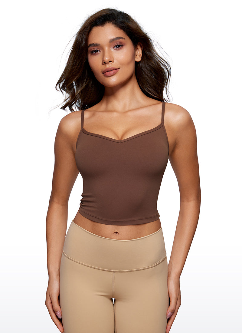 CRZ YOGA Butterluxe Mujer Sujetador Deportivo Yoga con Escote en V Café Morena
