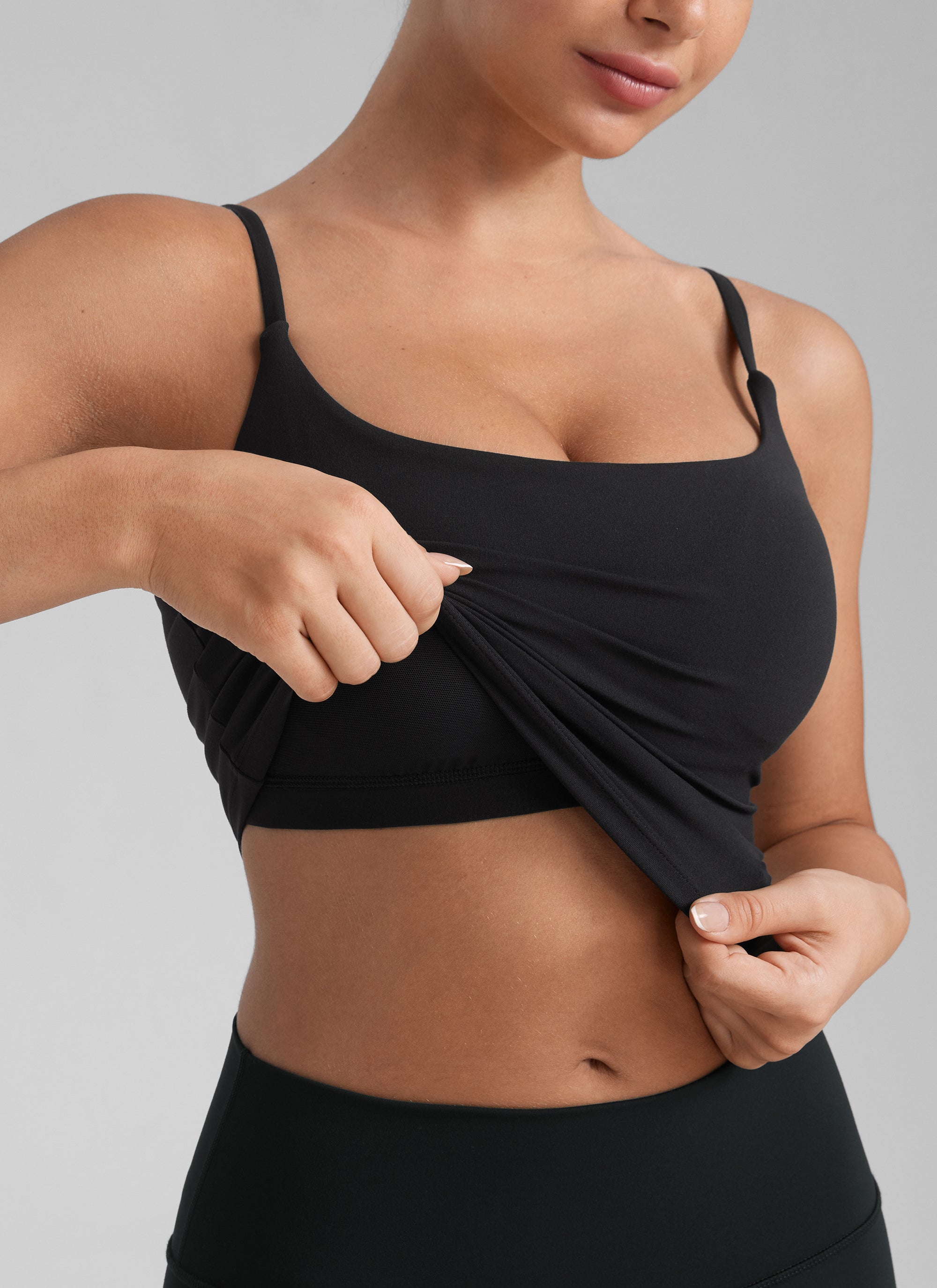 CRZ YOGA Butterlift Sujetador Deportivo con Escote Redondo y U Espalda para Mujer Negro