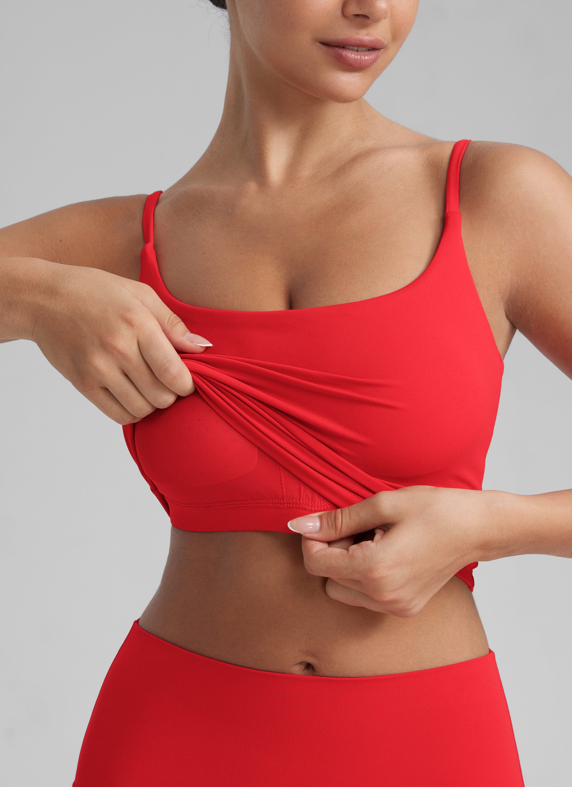 CRZ YOGA Butterlift Sujetador Deportivo con Escote Redondo y U Espalda para Mujer Rojo Profundo