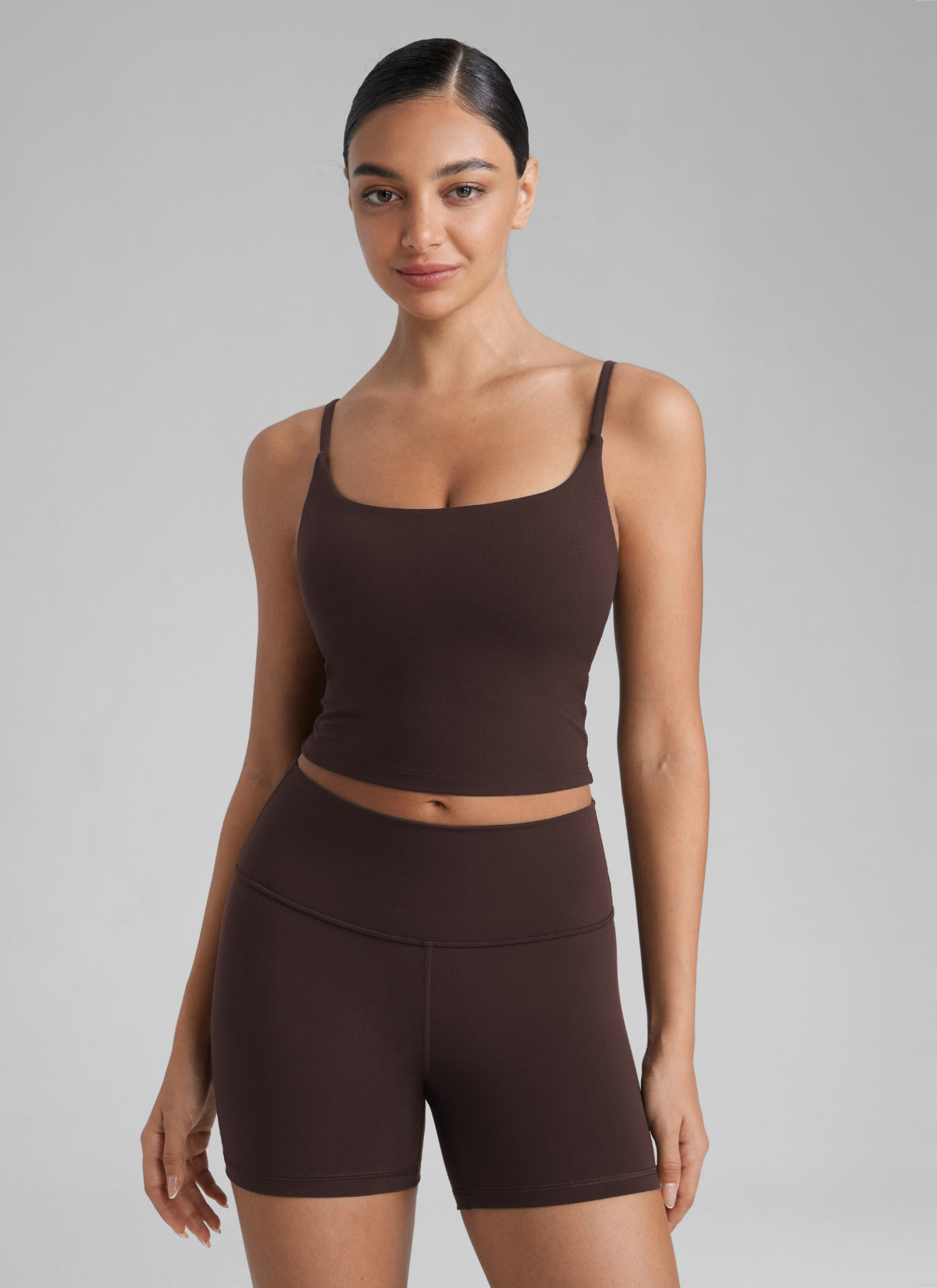 CRZ YOGA Butterlift Sujetador Deportivo con Escote Redondo y U Espalda para Mujer Marrón Fudge Caliente