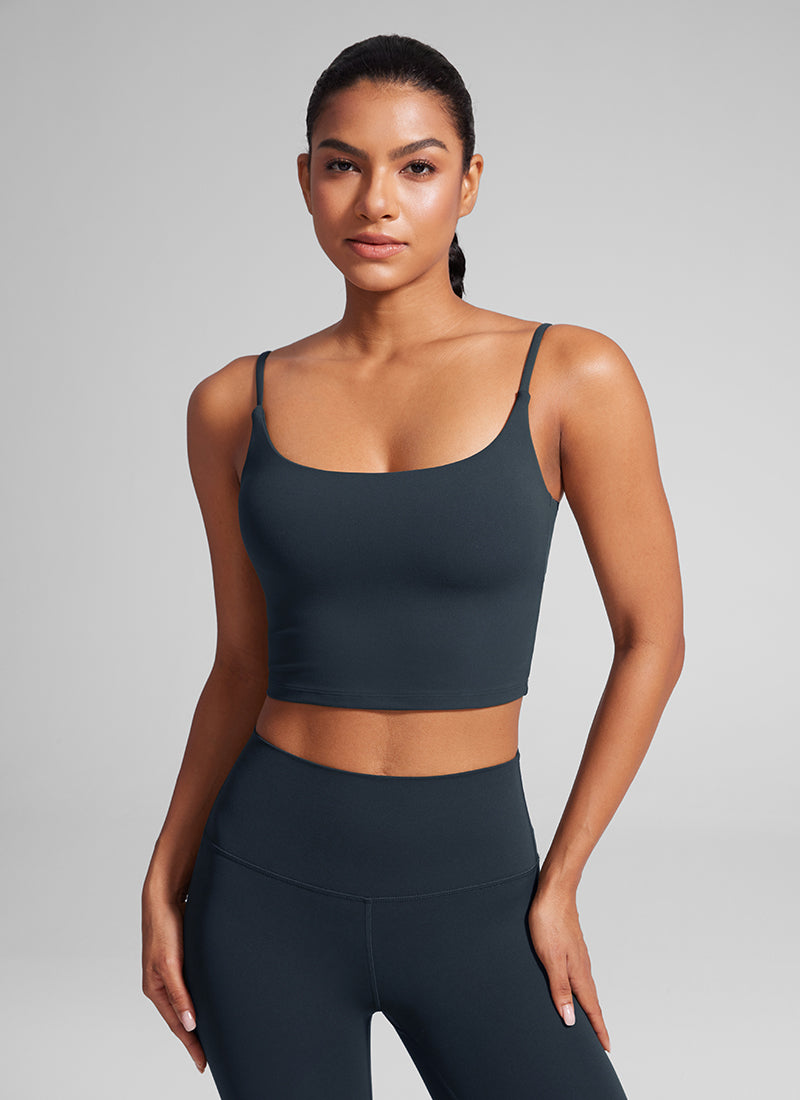 CRZ YOGA Butterlift Sujetador Deportivo con Escote Redondo y U Espalda para Mujer True Navy
