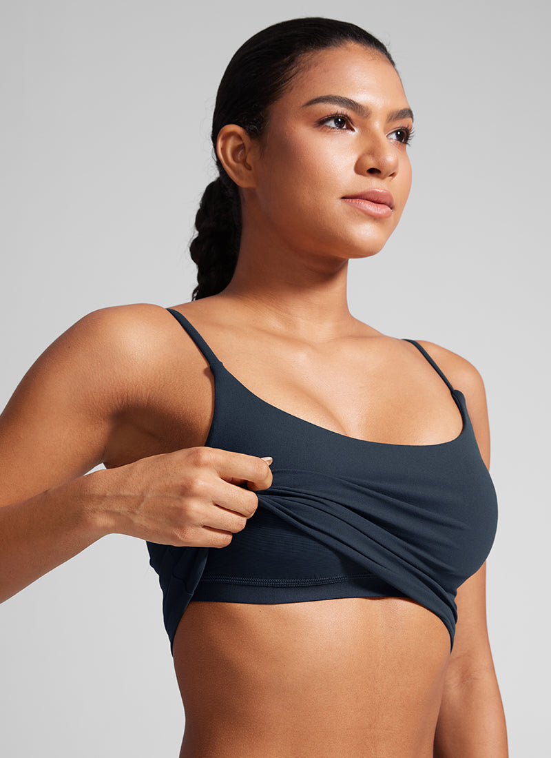 CRZ YOGA Butterlift Sujetador Deportivo con Escote Redondo y U Espalda para Mujer True Navy