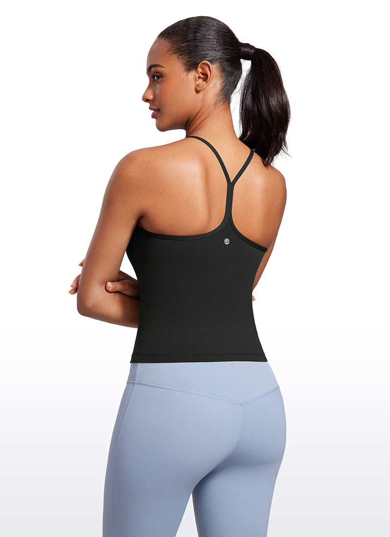 CRZ YOGA Mujer Top de Yoga Butterluxe Halter Cuello Alto Espalda en Y Negro