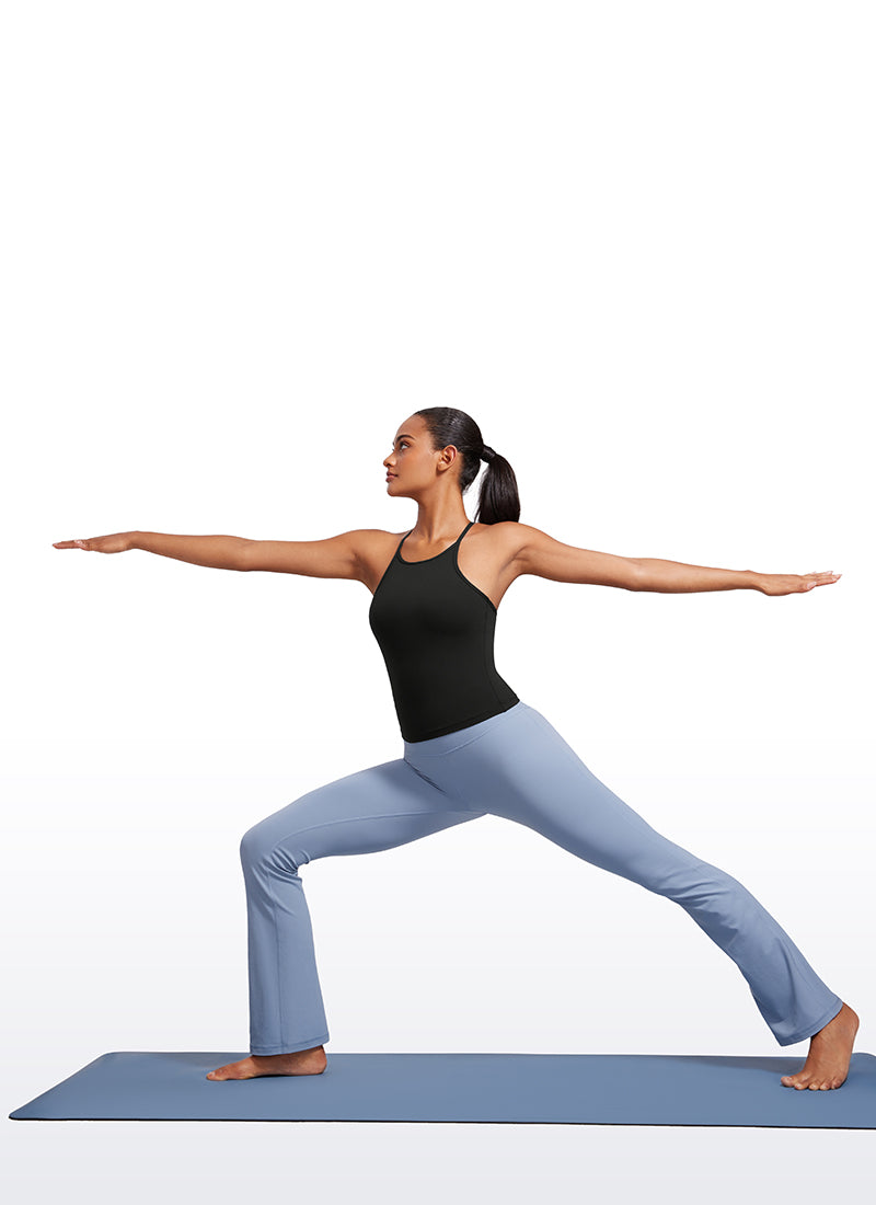 CRZ YOGA Mujer Top de Yoga Butterluxe Halter Cuello Alto Espalda en Y Negro