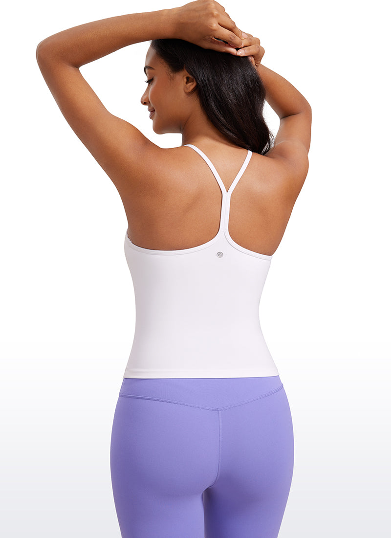 CRZ YOGA Mujer Top de Yoga Butterluxe Halter Cuello Alto Espalda en Y blanco