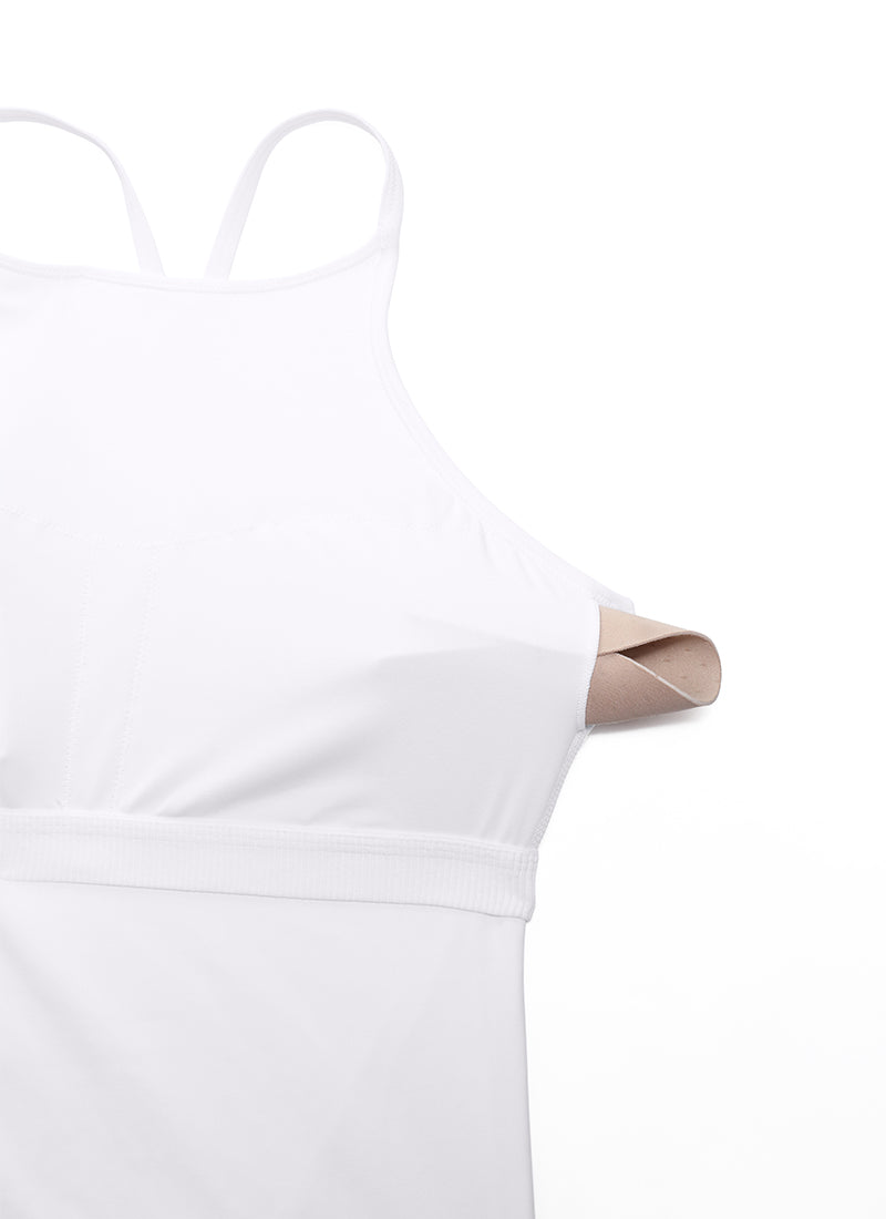 CRZ YOGA Mujer Top de Yoga Butterluxe Halter Cuello Alto Espalda en Y blanco