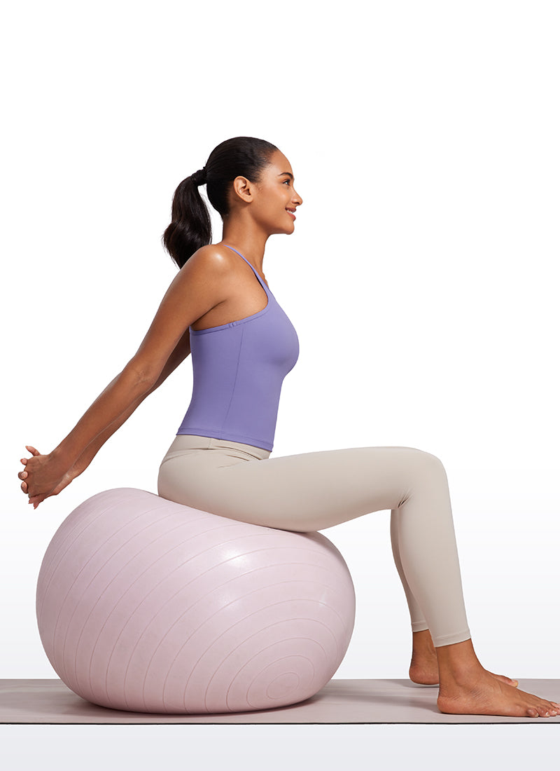 CRZ YOGA Mujer Top de Yoga Butterluxe Halter Cuello Alto Espalda en Y Lavanda Oscura Morada