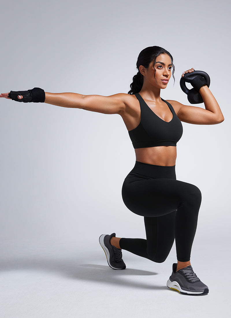 CRZ YOGA Butterbreeze Sujetador Deportivo con Escote en V y Tirantes Ajustables para Mujer Negro