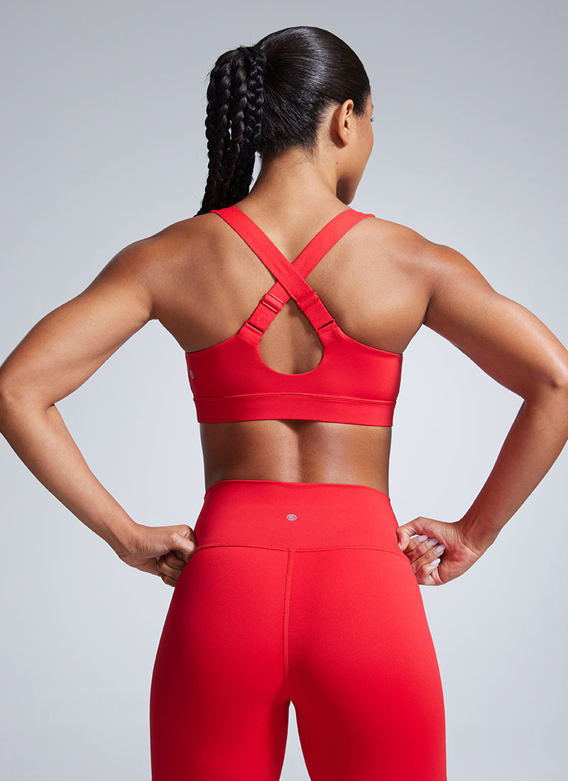CRZ YOGA Butterbreeze Sujetador Deportivo con Escote en V y Tirantes Ajustables para Mujer Rojo Profundo