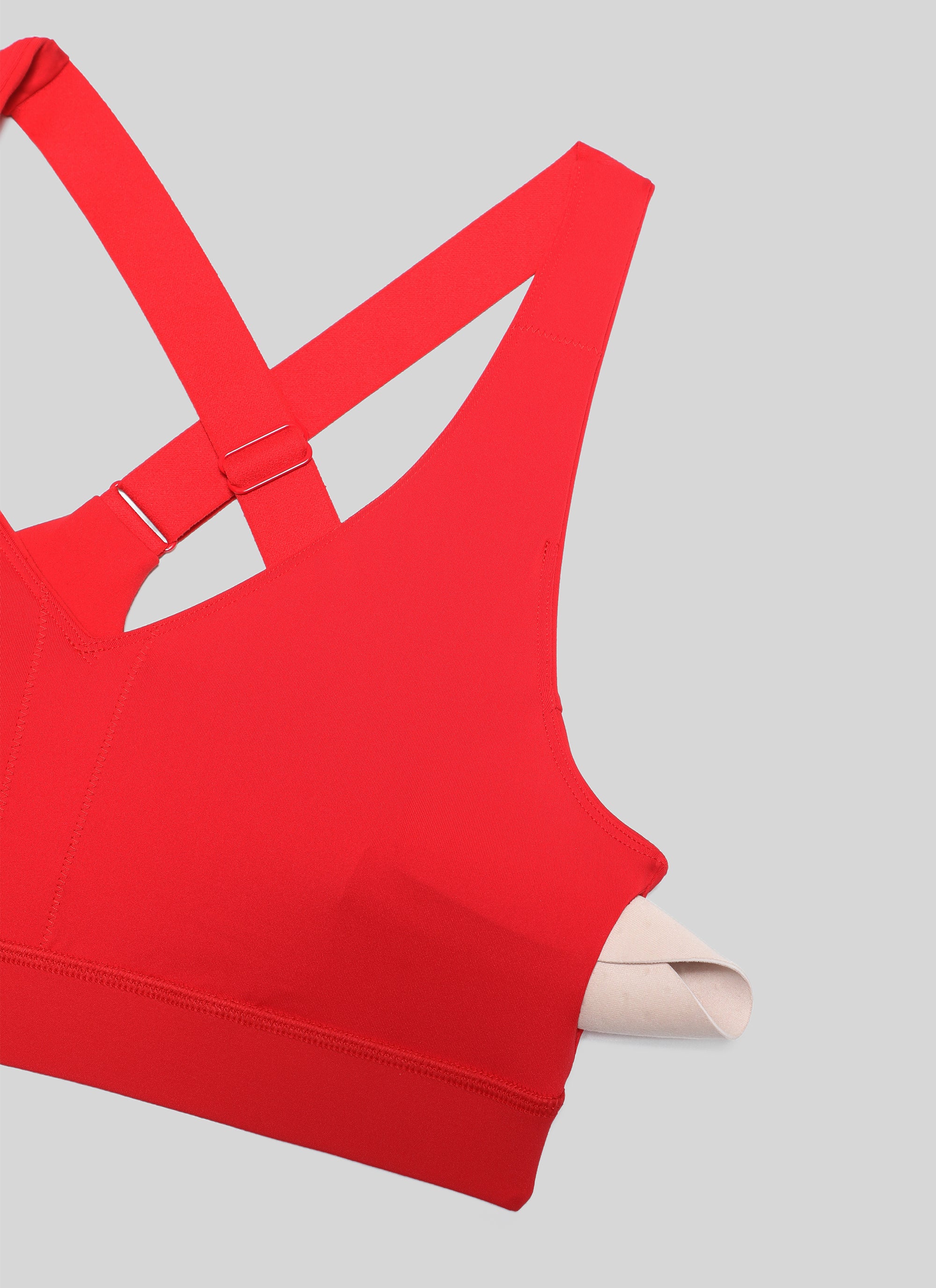 CRZ YOGA Butterbreeze Sujetador Deportivo con Escote en V y Tirantes Ajustables para Mujer Rojo Profundo