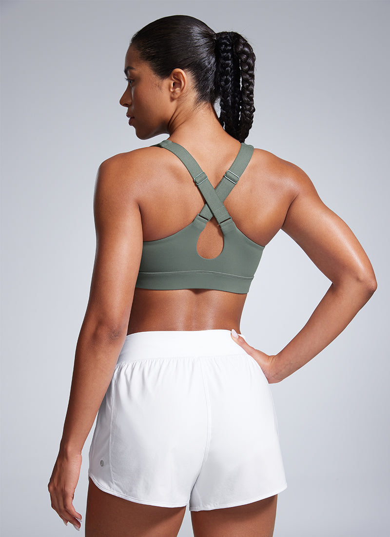 CRZ YOGA Butterbreeze Sujetador Deportivo con Escote en V y Tirantes Ajustables para Mujer Salvia gris