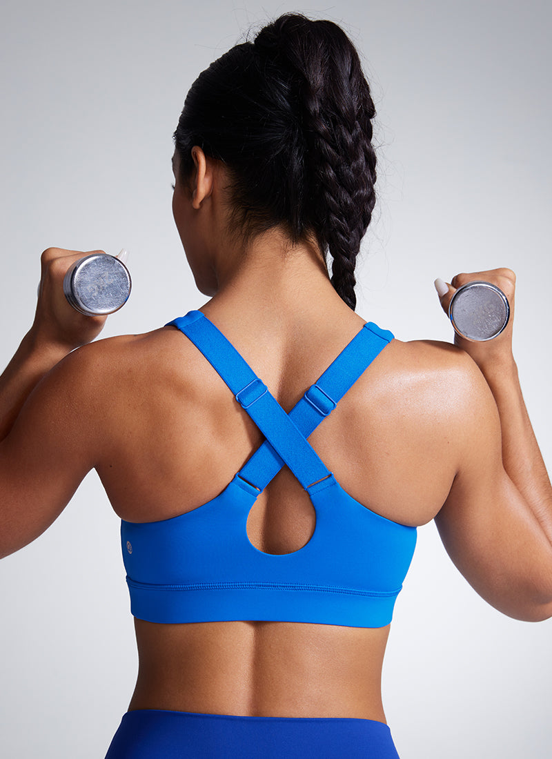 CRZ YOGA Butterbreeze Sujetador Deportivo con Escote en V y Tirantes Ajustables para Mujer Azul Destello