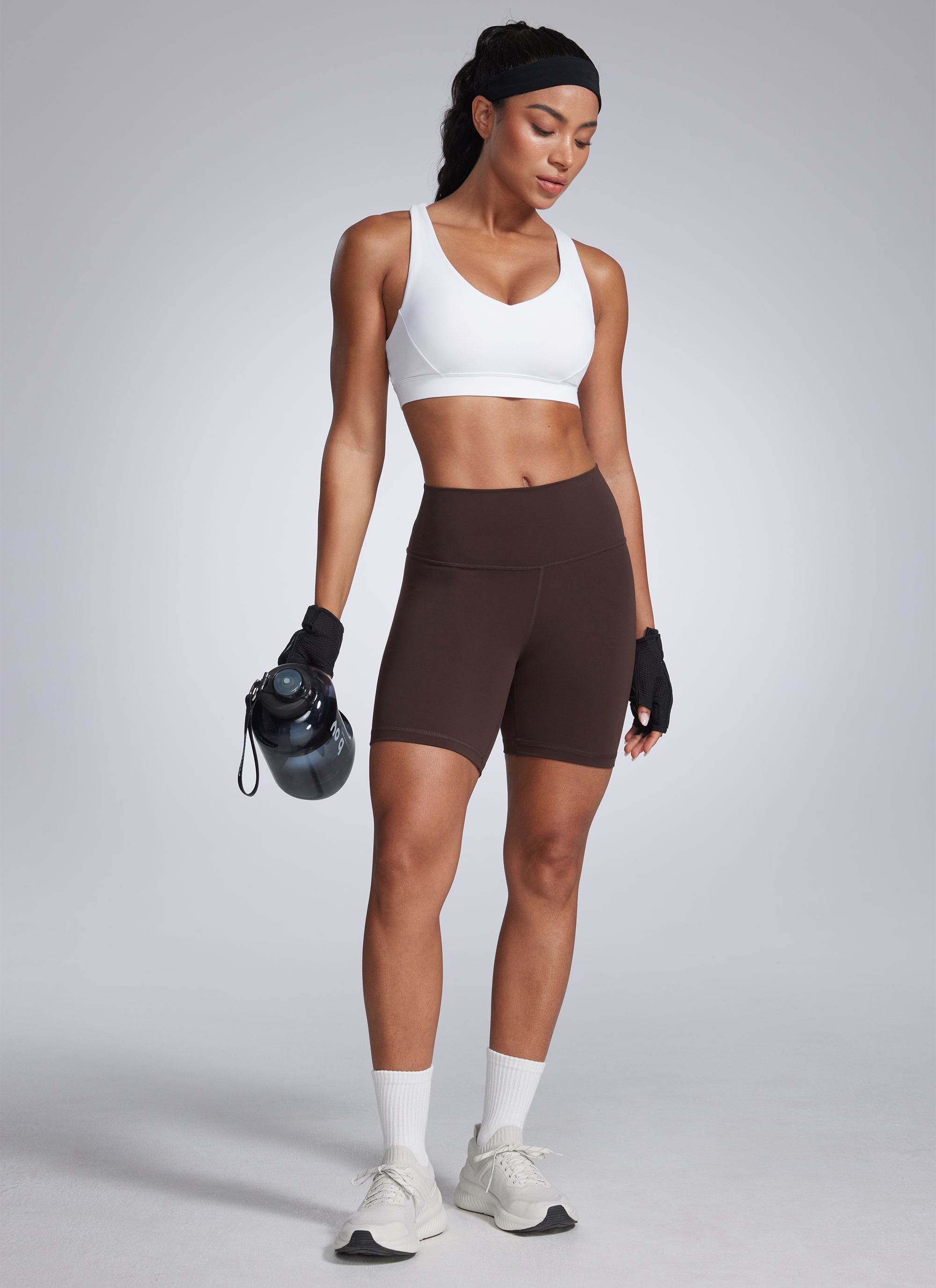 CRZ YOGA Butterbreeze Sujetador Deportivo con Escote en V y Tirantes Ajustables para Mujer blanco