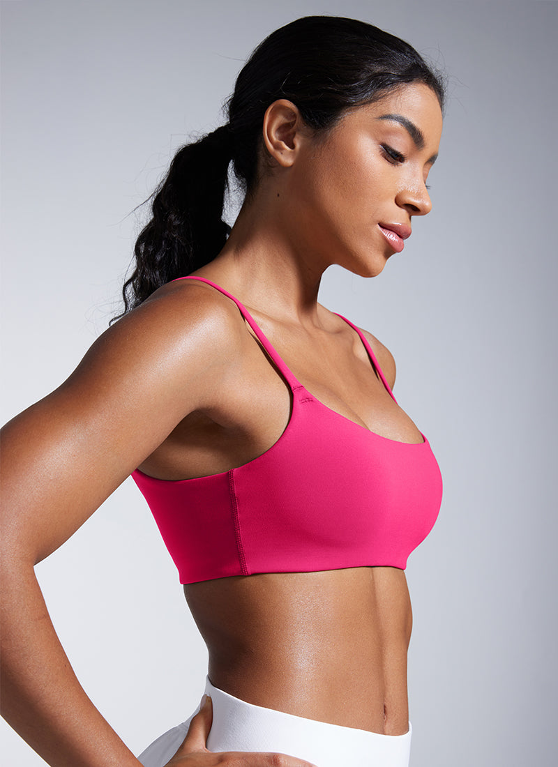 CRZ YOGA Butterbreeze Sujetador Deportivo con Tirantes Finos y Escote Redondo para Mujer Granito Rosa