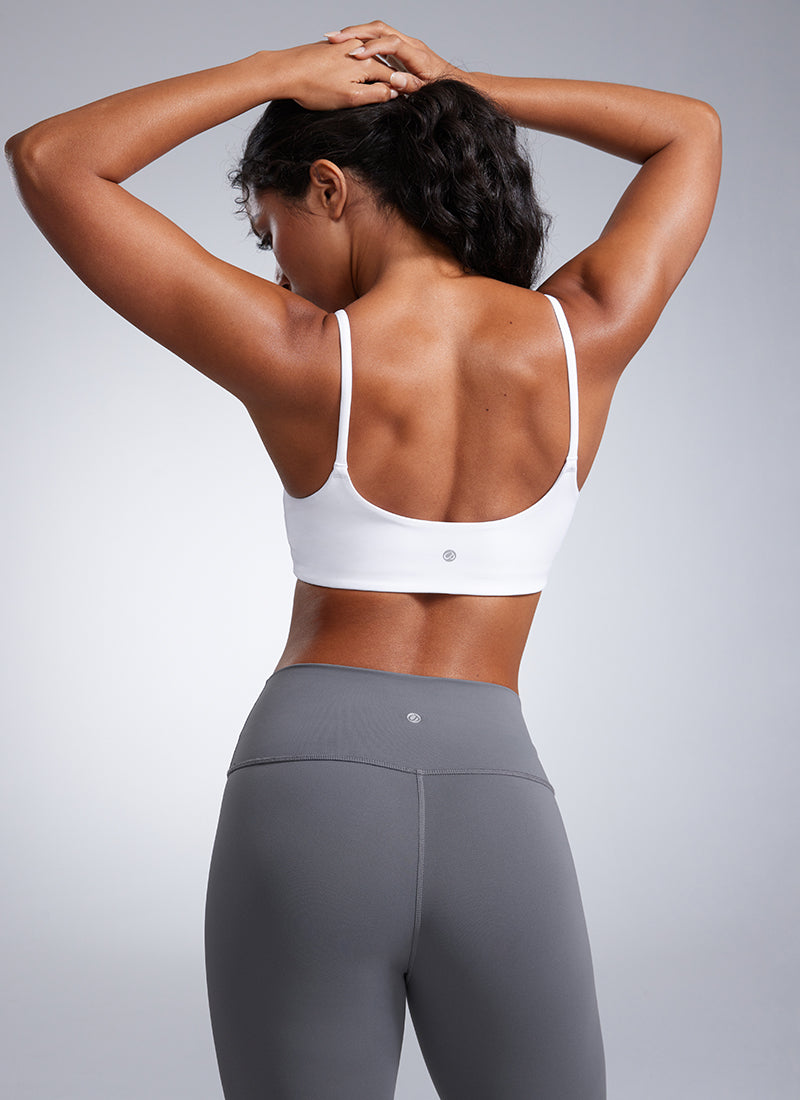 CRZ YOGA Butterbreeze Sujetador Deportivo con Tirantes Finos y Escote Redondo para Mujer blanco