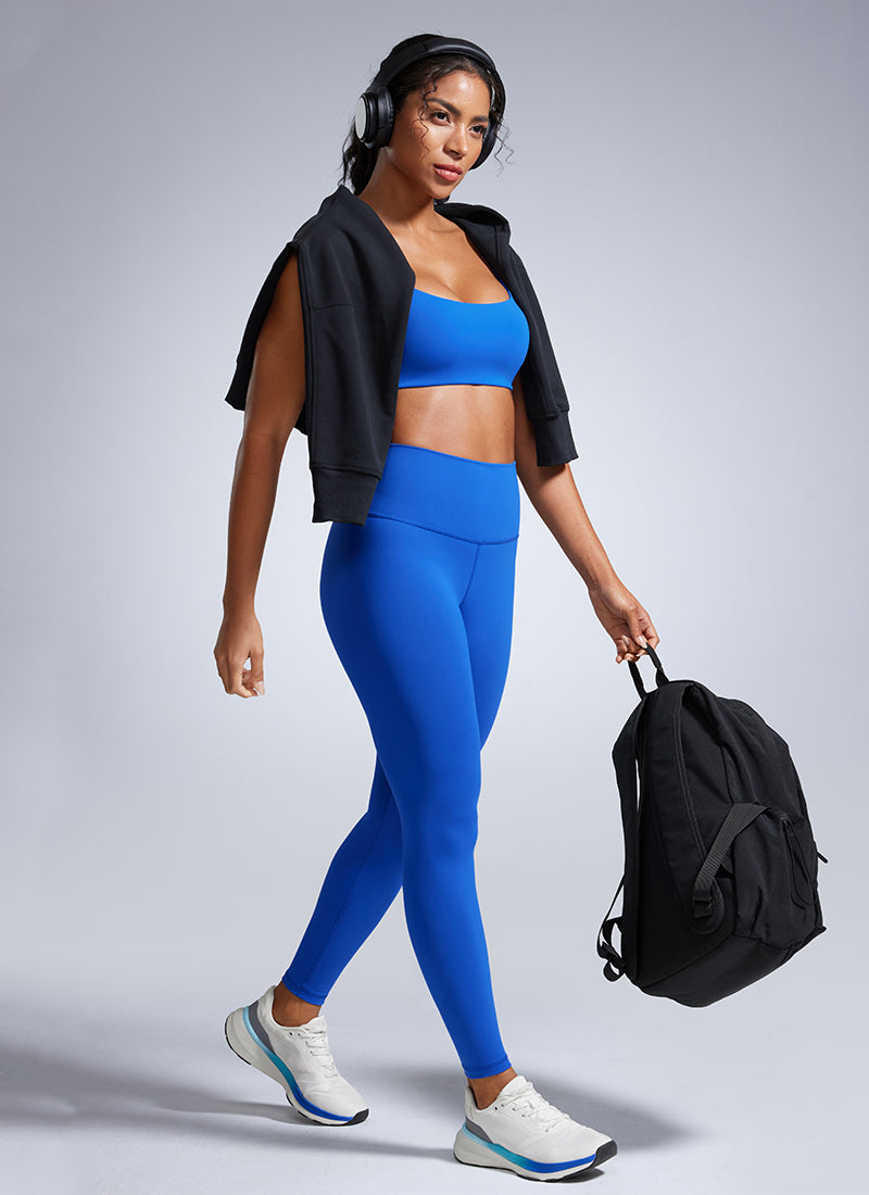 CRZ YOGA Butterbreeze Sujetador Deportivo con Tirantes Finos y Escote Redondo para Mujer Azul Destello
