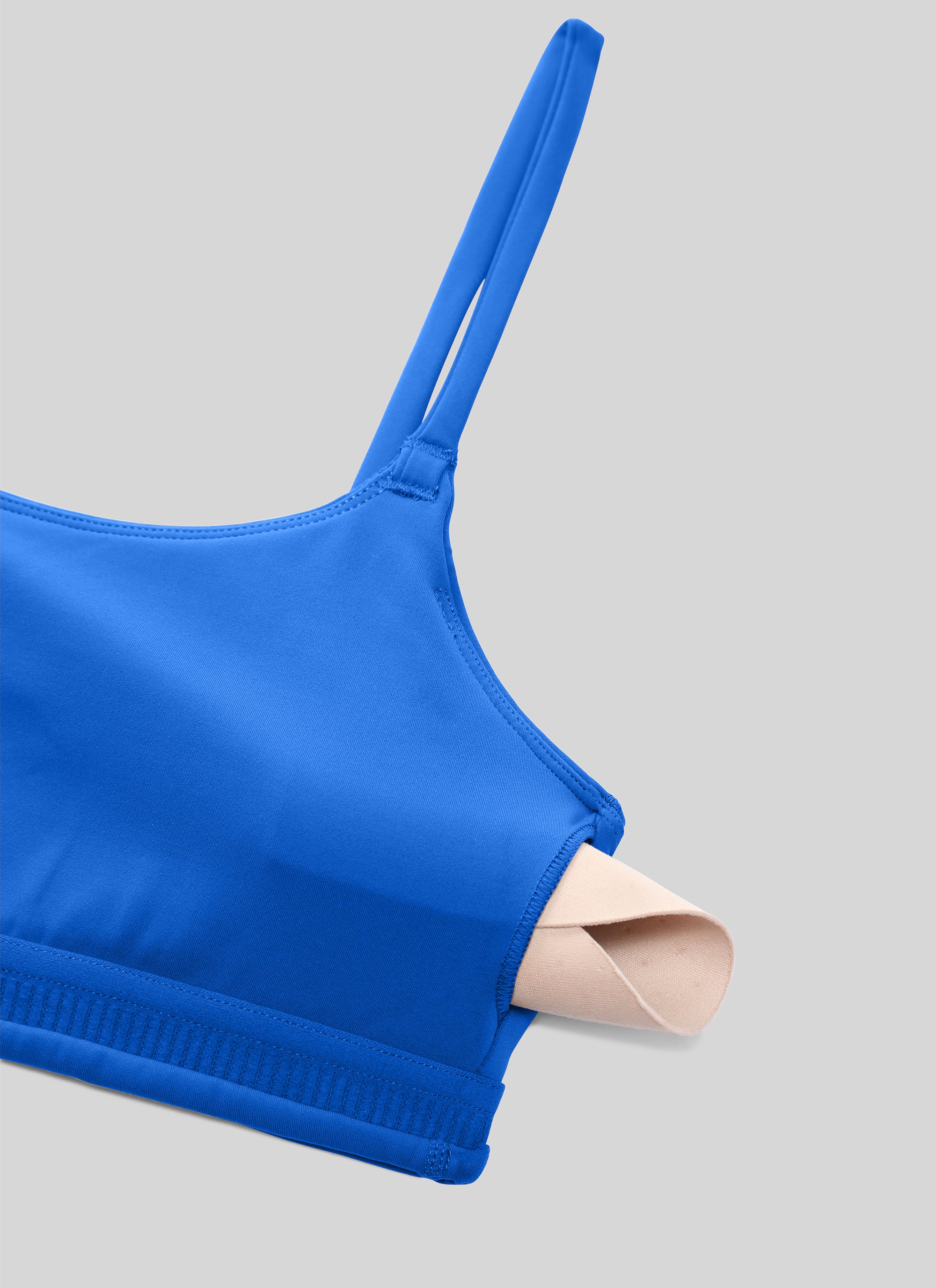 CRZ YOGA Butterbreeze Sujetador Deportivo con Tirantes Finos y Escote Redondo para Mujer Azul Destello