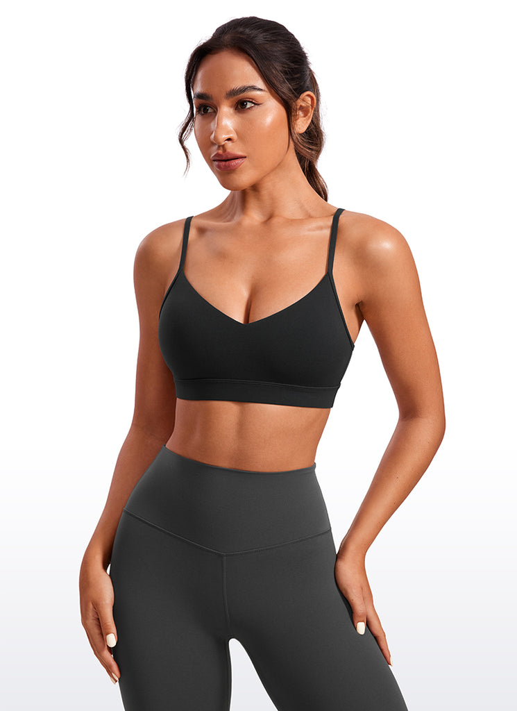 CRZ YOGA Butterluxe Sujetador con Cuello en V y Tirantes Espagueti para Mujer Azul Destello