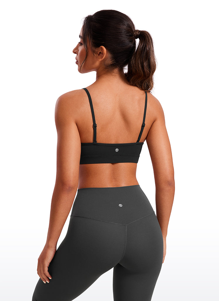 CRZ YOGA Butterluxe Sujetador con Cuello en V y Tirantes Espagueti para Mujer Negro