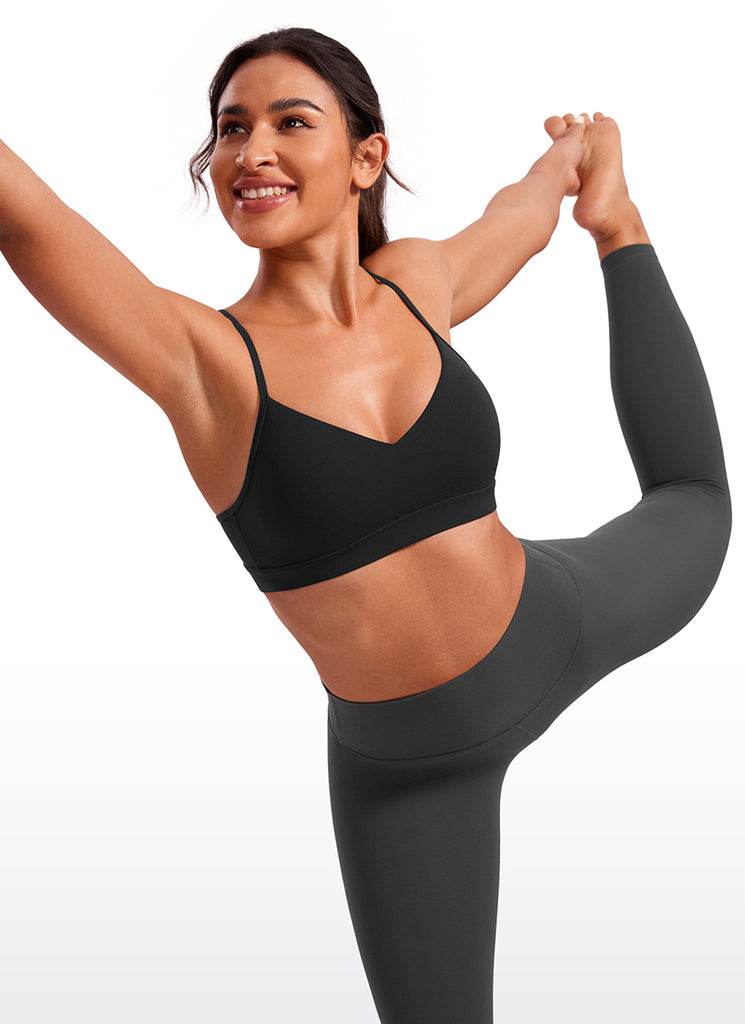 CRZ YOGA Butterluxe Sujetador con Cuello en V y Tirantes Espagueti para Mujer Negro