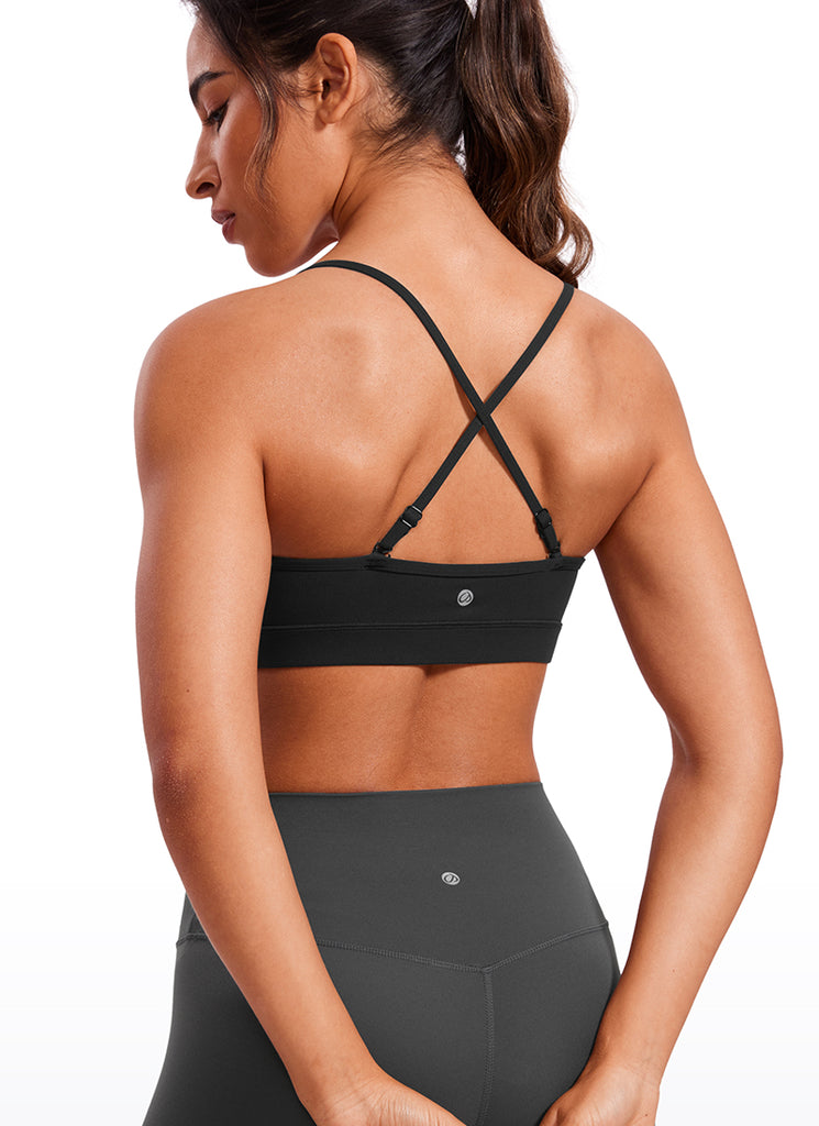 CRZ YOGA Butterluxe Sujetador con Cuello en V y Tirantes Espagueti para Mujer Negro