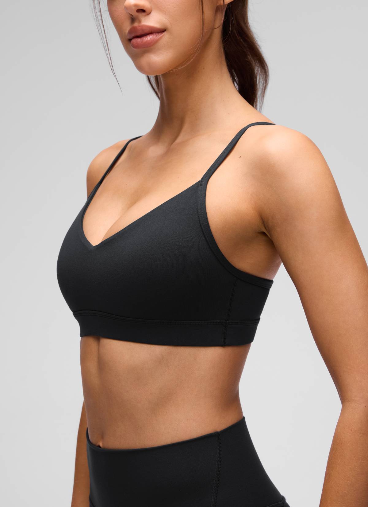 CRZ YOGA Butterluxe Sujetador con Cuello en V y Tirantes Espagueti para Mujer Negro