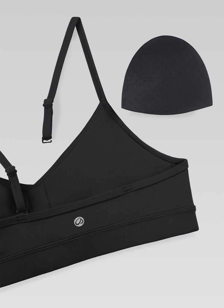CRZ YOGA Butterluxe Sujetador con Cuello en V y Tirantes Espagueti para Mujer Negro