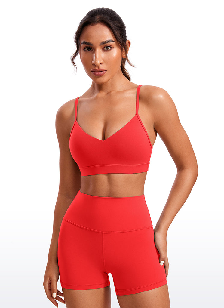 CRZ YOGA Butterluxe Sujetador con Cuello en V y Tirantes Espagueti para Mujer Rojo Profundo
