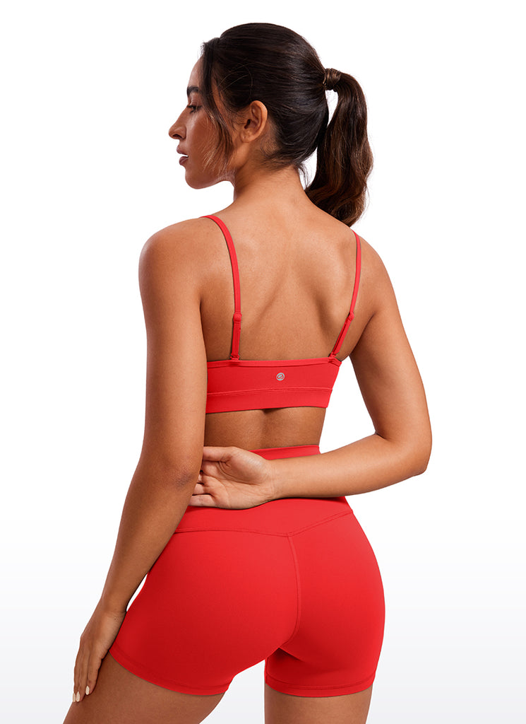 CRZ YOGA Butterluxe Sujetador con Cuello en V y Tirantes Espagueti para Mujer Rojo Profundo