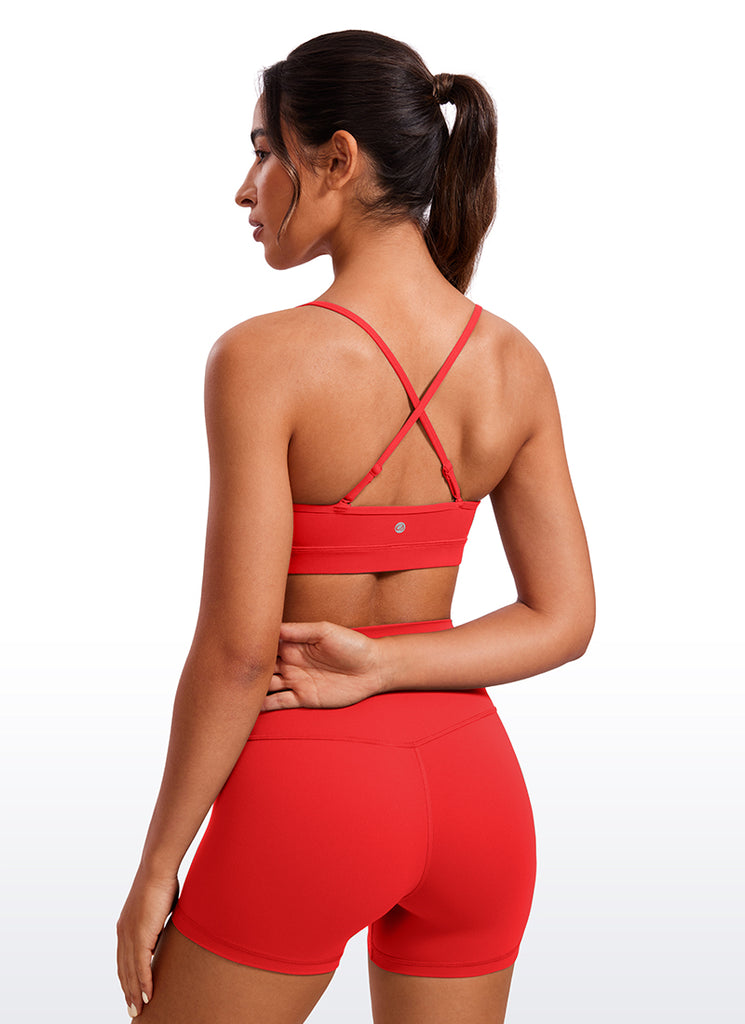 CRZ YOGA Butterluxe Sujetador con Cuello en V y Tirantes Espagueti para Mujer Rojo Profundo