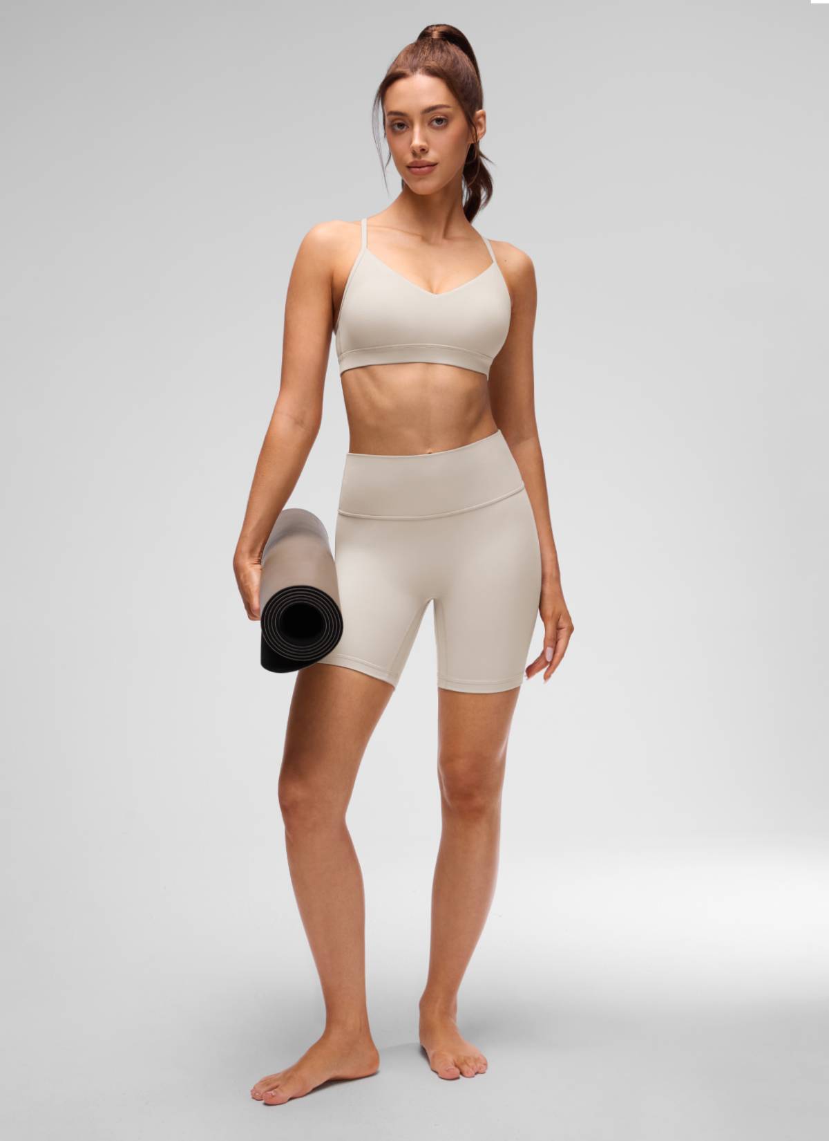 CRZ YOGA Butterluxe Sujetador con Cuello en V y Tirantes Espagueti para Mujer Bronceado Mojave