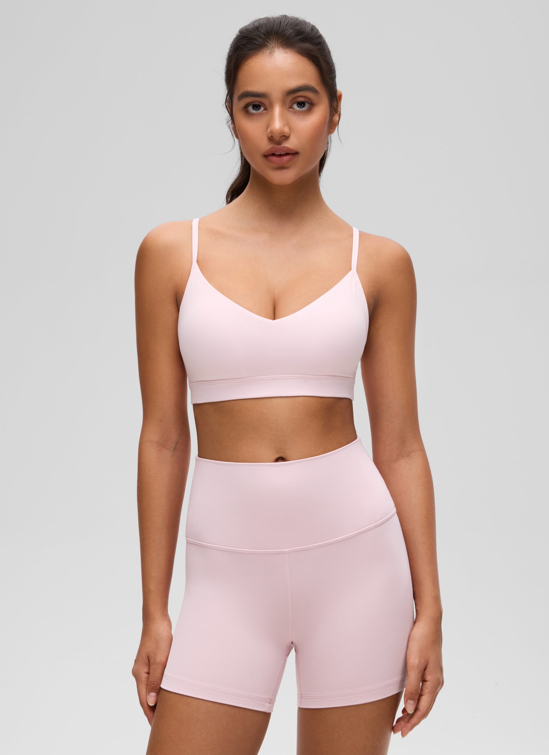 CRZ YOGA Butterluxe Sujetador con Cuello en V y Tirantes Espagueti para Mujer Rosa Fresa
