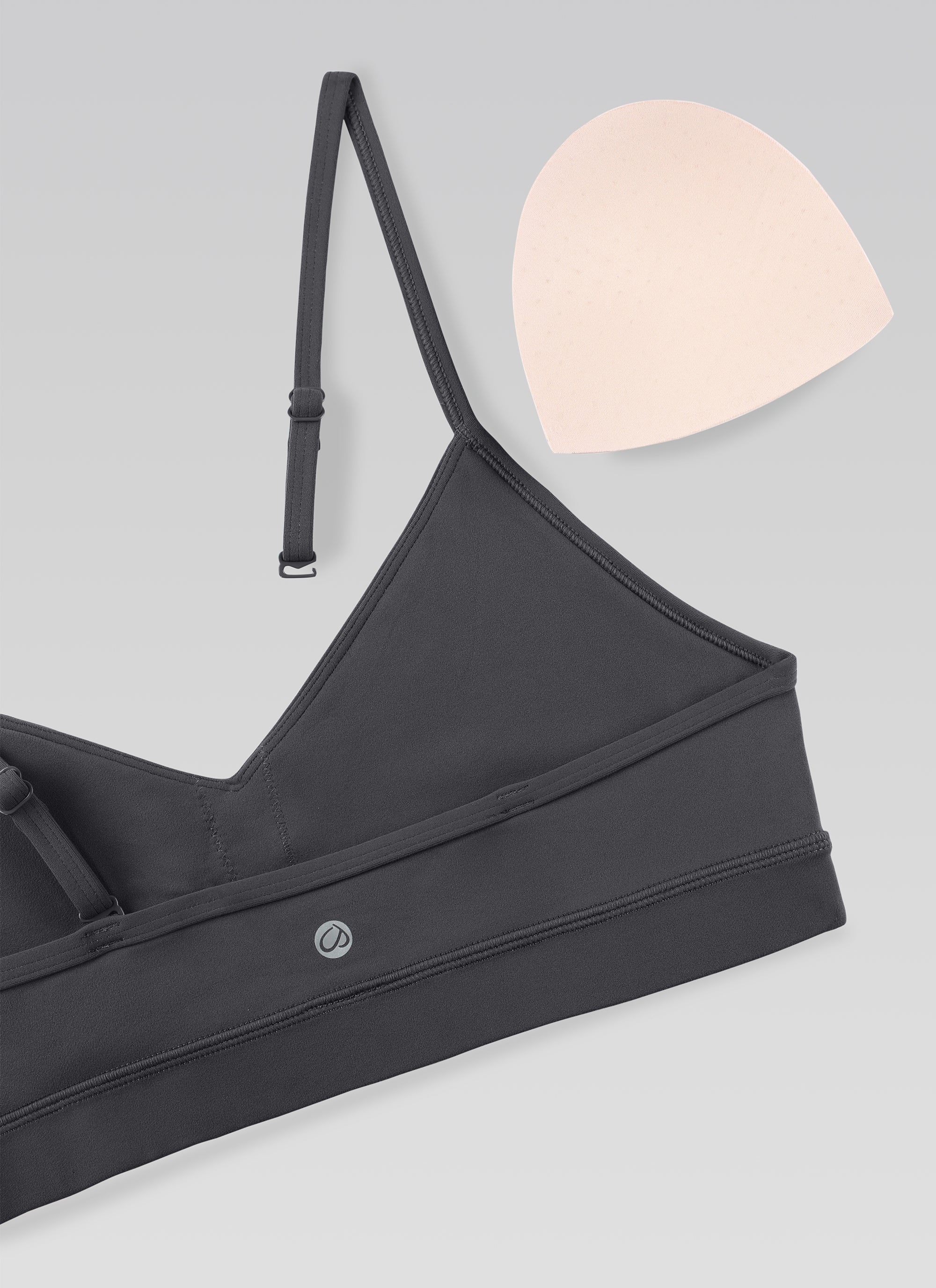 CRZ YOGA Butterluxe Sujetador con Cuello en V y Tirantes Espagueti para Mujer Gris misterioso