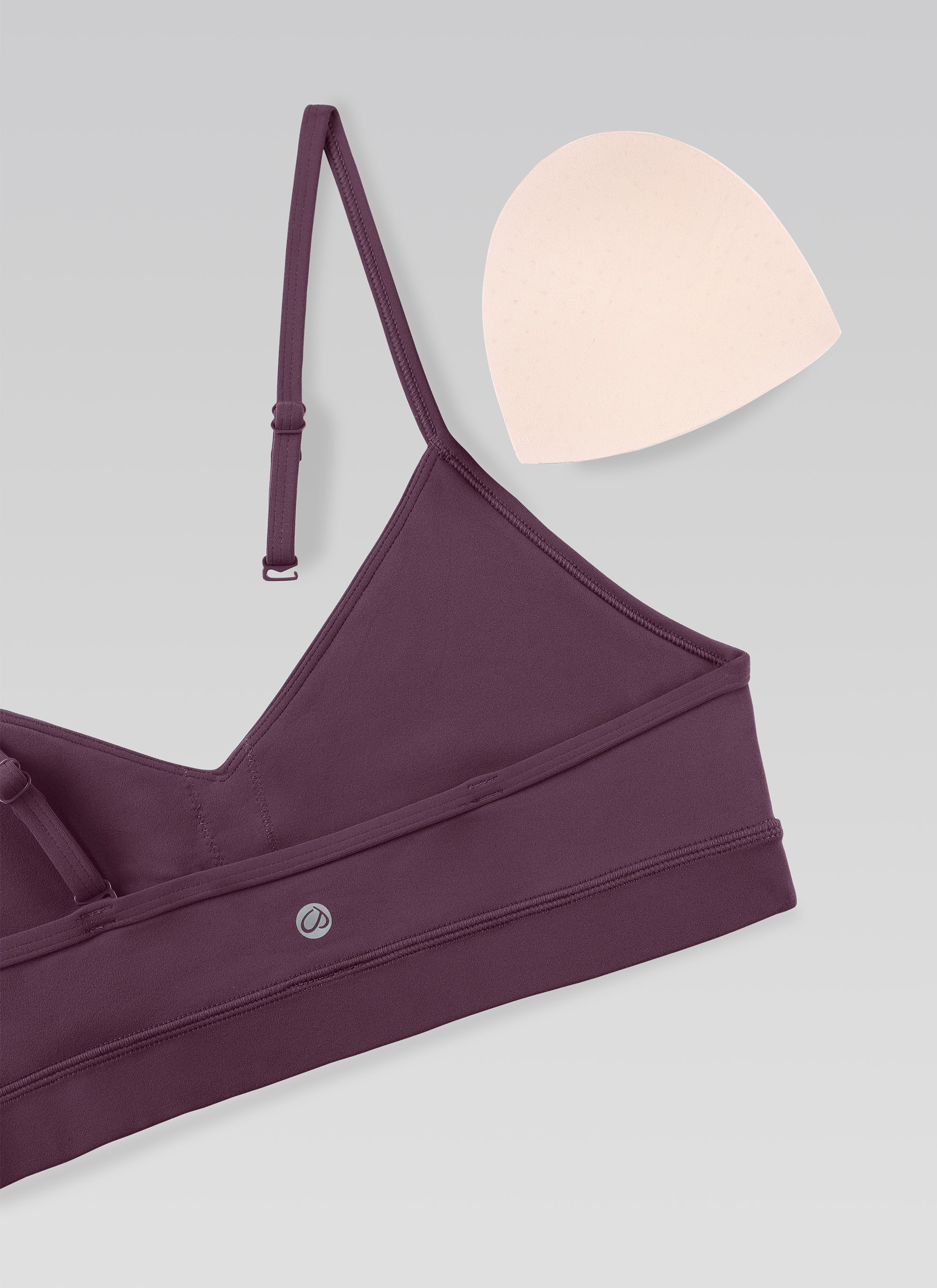 CRZ YOGA Butterluxe Sujetador con Cuello en V y Tirantes Espagueti para Mujer Uva Cardo Morado