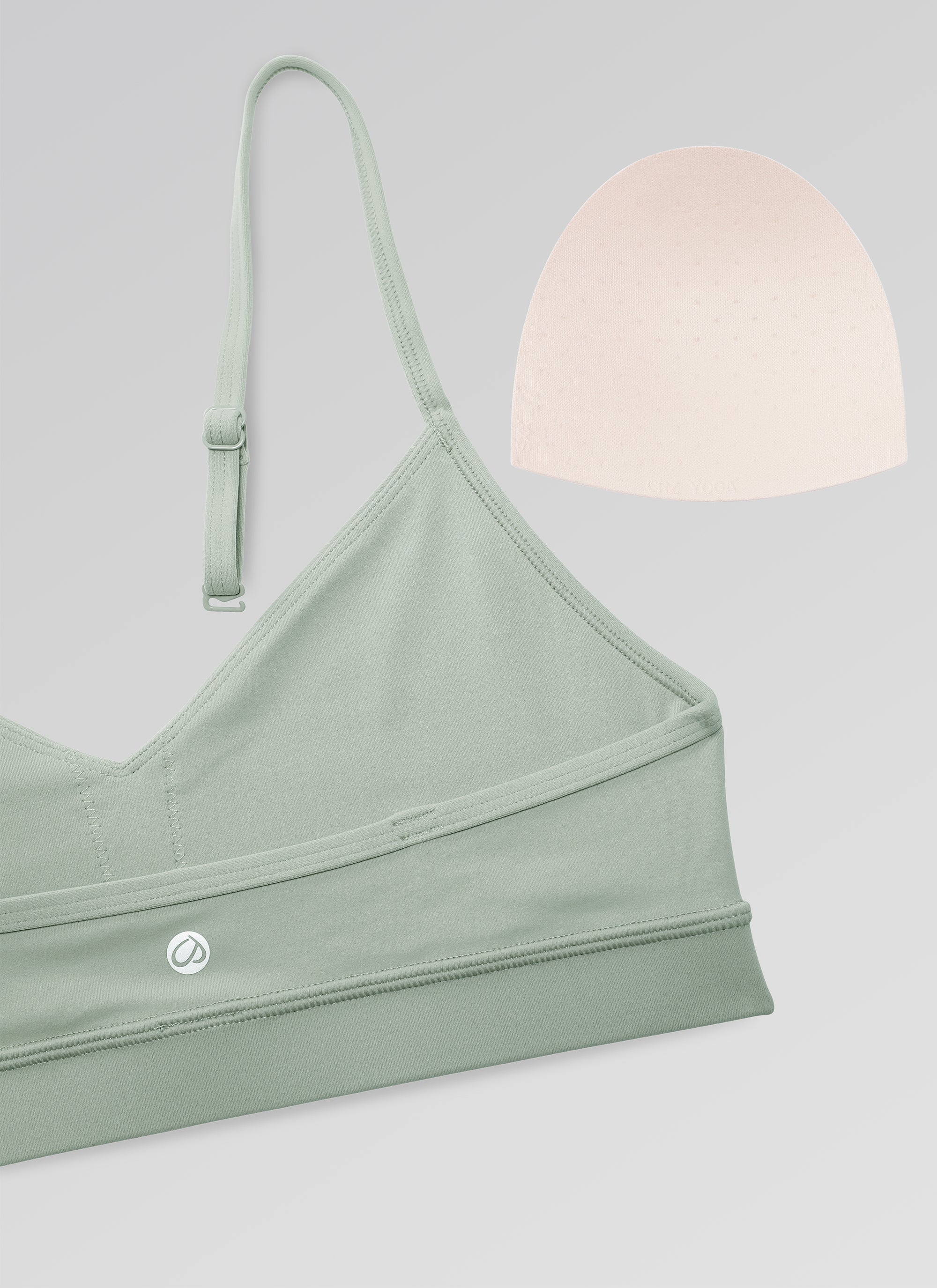 CRZ YOGA Butterluxe Sujetador con Cuello en V y Tirantes Espagueti para Mujer Tribunal de Green Palm