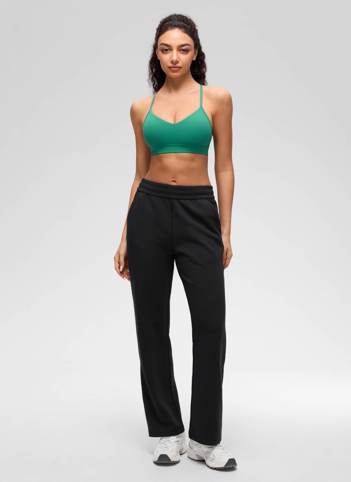 CRZ YOGA Butterluxe Sujetador con Cuello en V y Tirantes Espagueti para Mujer Verde Cascadia