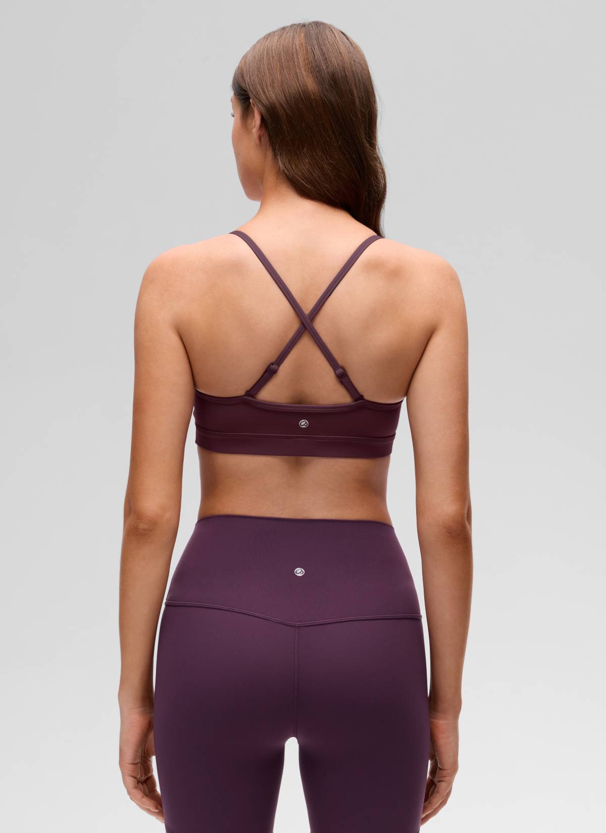 CRZ YOGA Butterluxe Sujetador con Cuello en V y Tirantes Espagueti para Mujer Ciruela madura