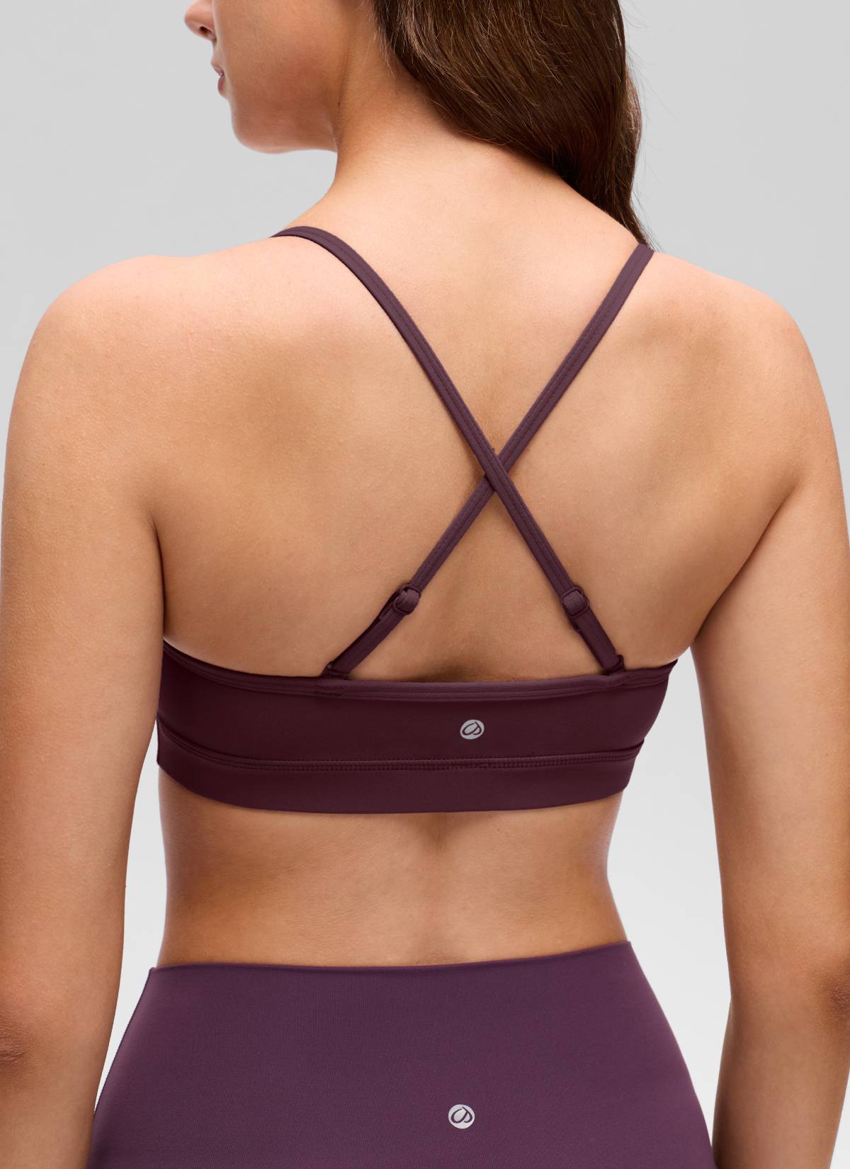 CRZ YOGA Butterluxe Sujetador con Cuello en V y Tirantes Espagueti para Mujer Ciruela madura