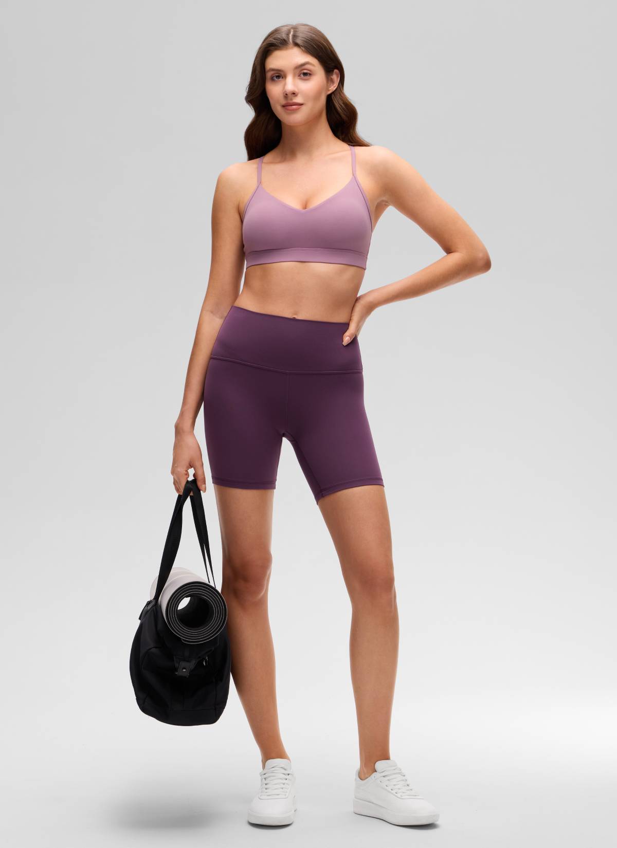 CRZ YOGA Butterluxe Sujetador con Cuello en V y Tirantes Espagueti para Mujer Lavanda claro