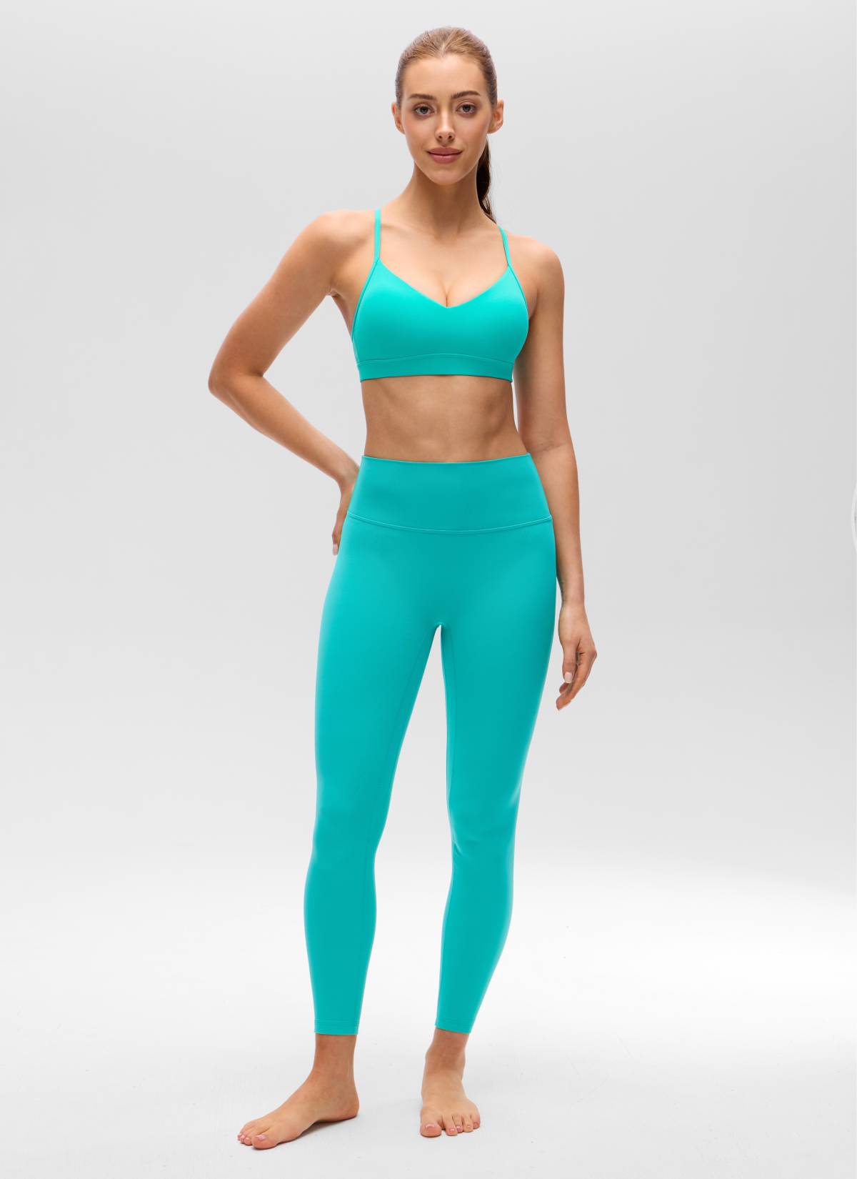 CRZ YOGA Butterluxe Sujetador con Cuello en V y Tirantes Espagueti para Mujer Trópicos Teal