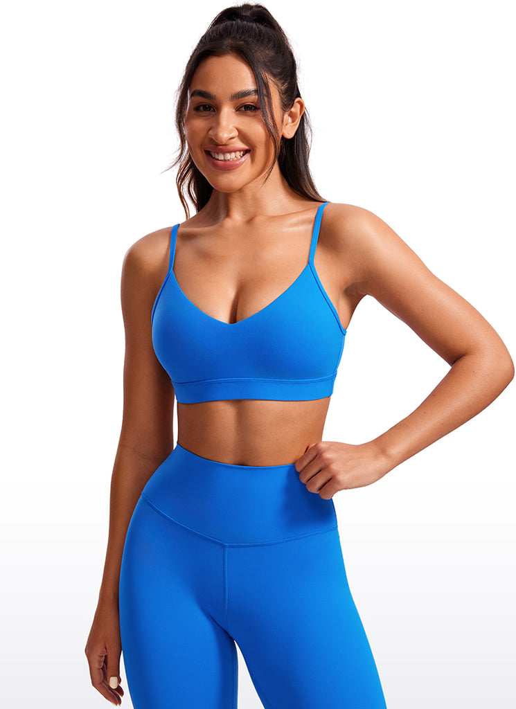 CRZ YOGA Butterluxe Sujetador con Cuello en V y Tirantes Espagueti para Mujer Rojo Profundo