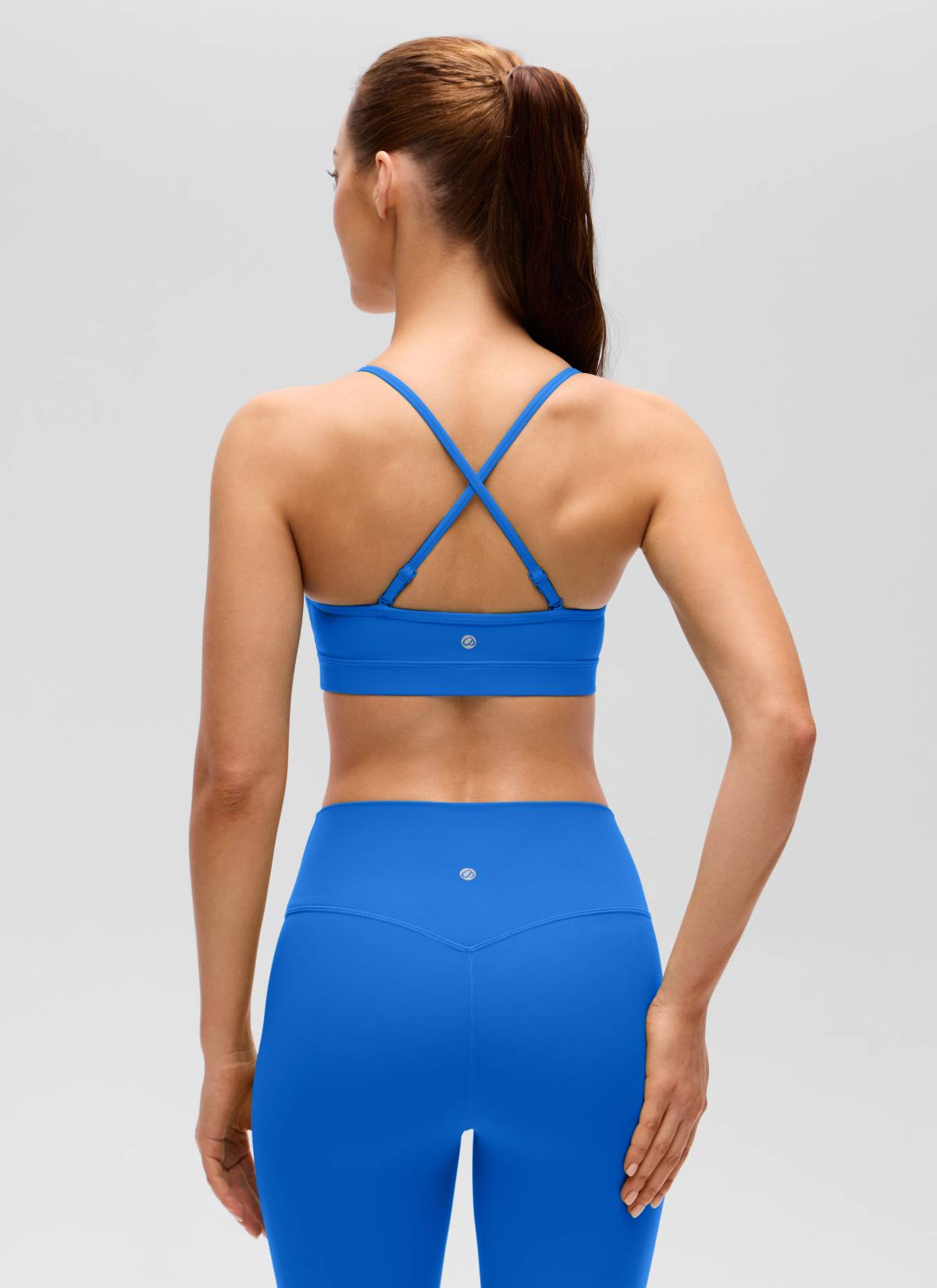 CRZ YOGA Butterluxe Sujetador con Cuello en V y Tirantes Espagueti para Mujer Azul Destello