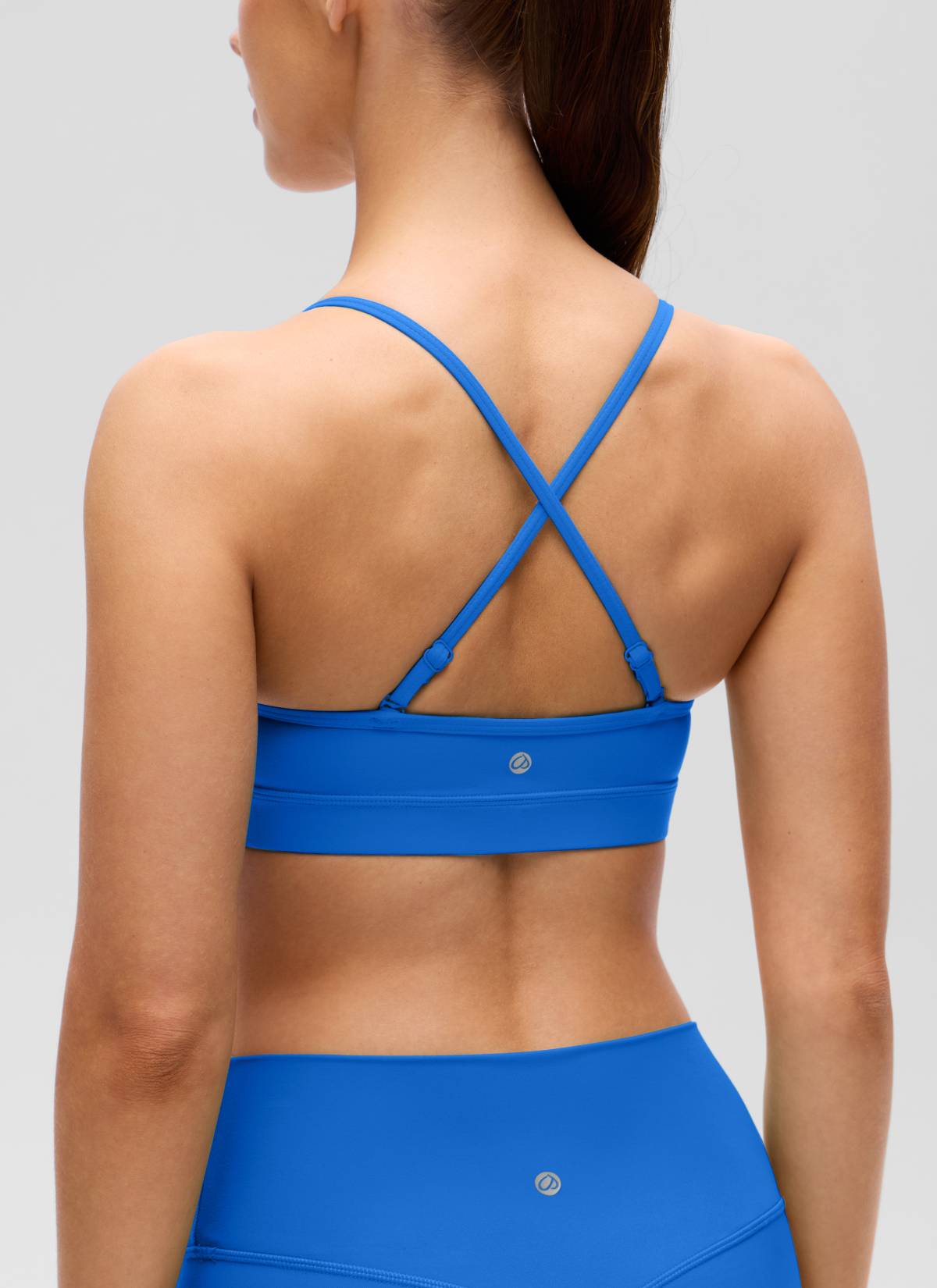CRZ YOGA Butterluxe Sujetador con Cuello en V y Tirantes Espagueti para Mujer Azul Destello