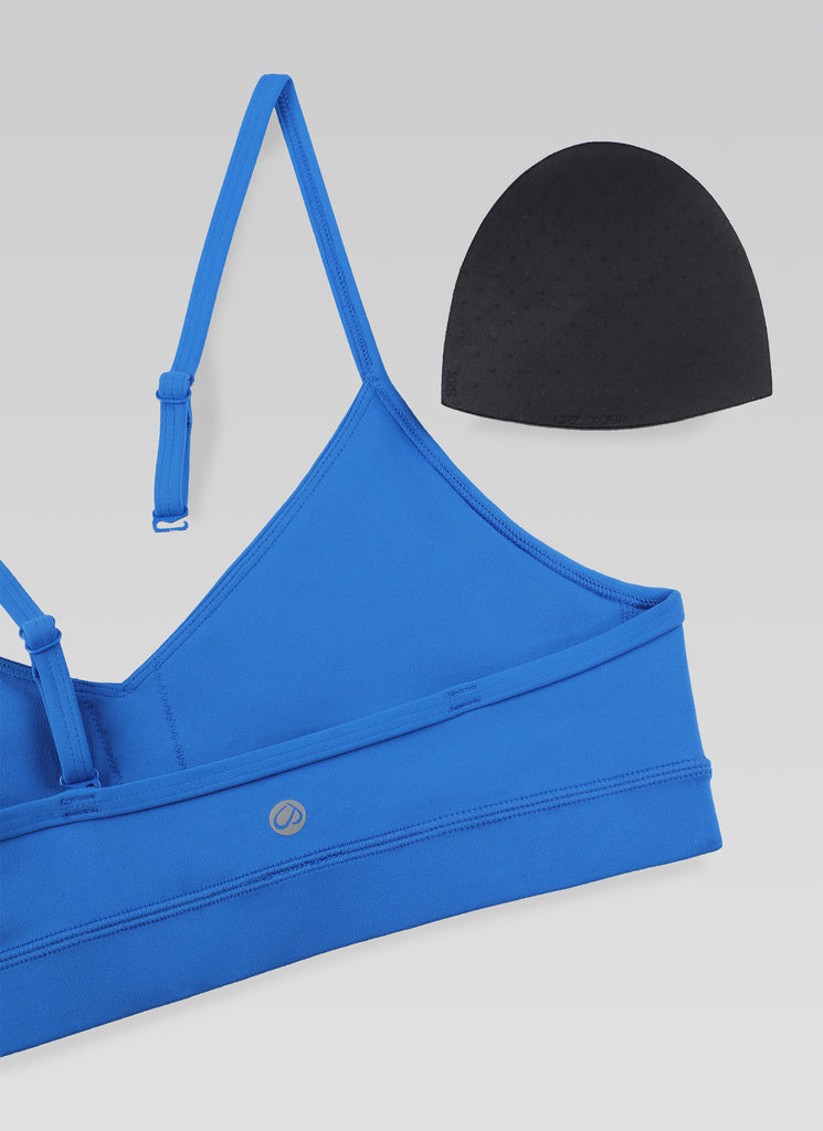 CRZ YOGA Butterluxe Sujetador con Cuello en V y Tirantes Espagueti para Mujer Azul Destello