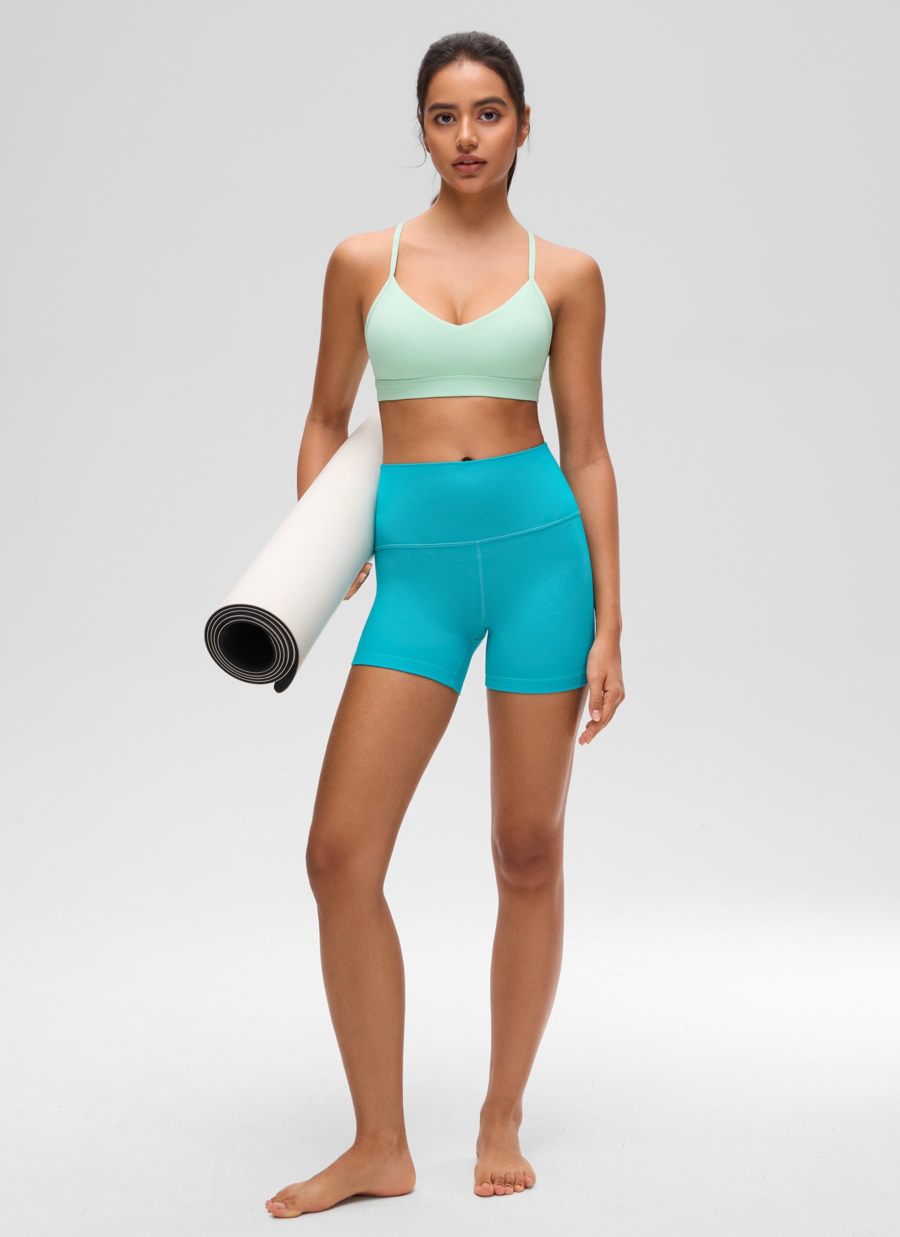 CRZ YOGA Butterluxe Sujetador con Cuello en V y Tirantes Espagueti para Mujer Momento de Menta